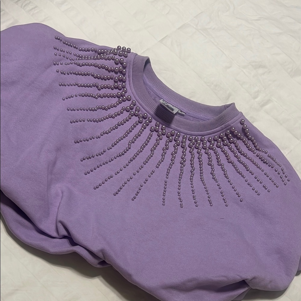Queen of sparkles Purple Beaded Sweatshirt